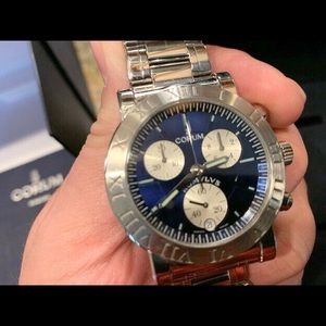 RARE BLUE DIAL Corum Romulus 396.701.20 Chronograph 40MM Watch